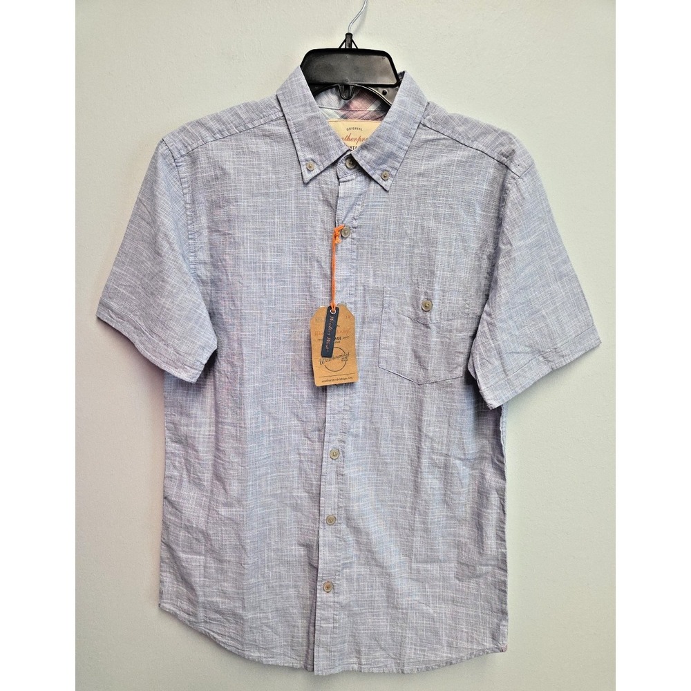 NWT Waterproof Vintage Short Sleeve Mens Plaid Shirt S Button Down 100% Cotton